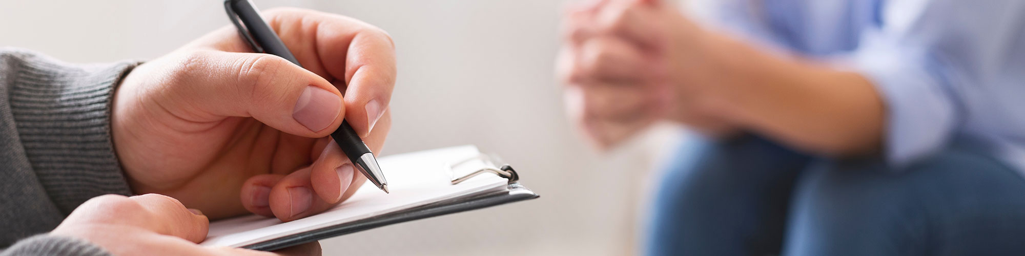 Professional With Client Filling Out Form